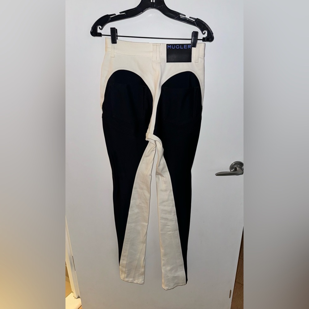 Mugler white and black spiral jeans 36